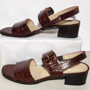 Vintage Brown Leather Block-Heel Sandals Size 6.5 N